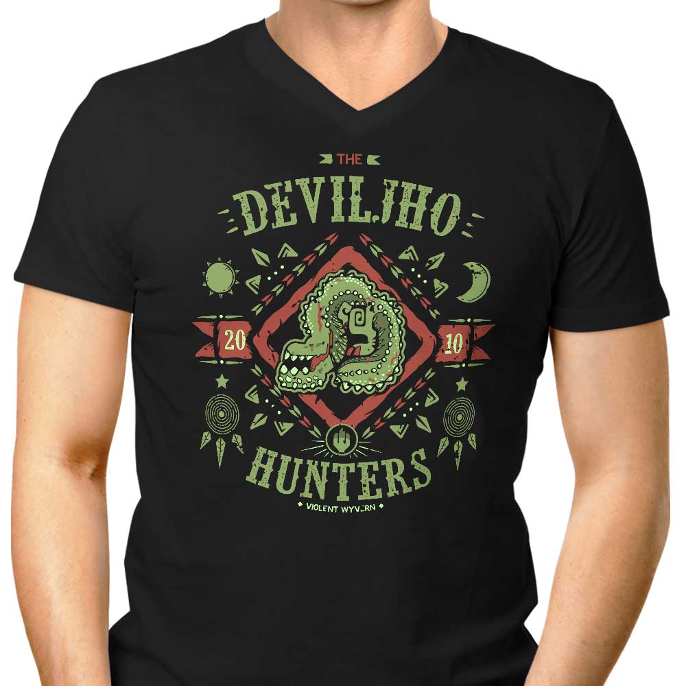 Men's Stylish V-Neck 'The Deviljho Hunters' T-Shirt
