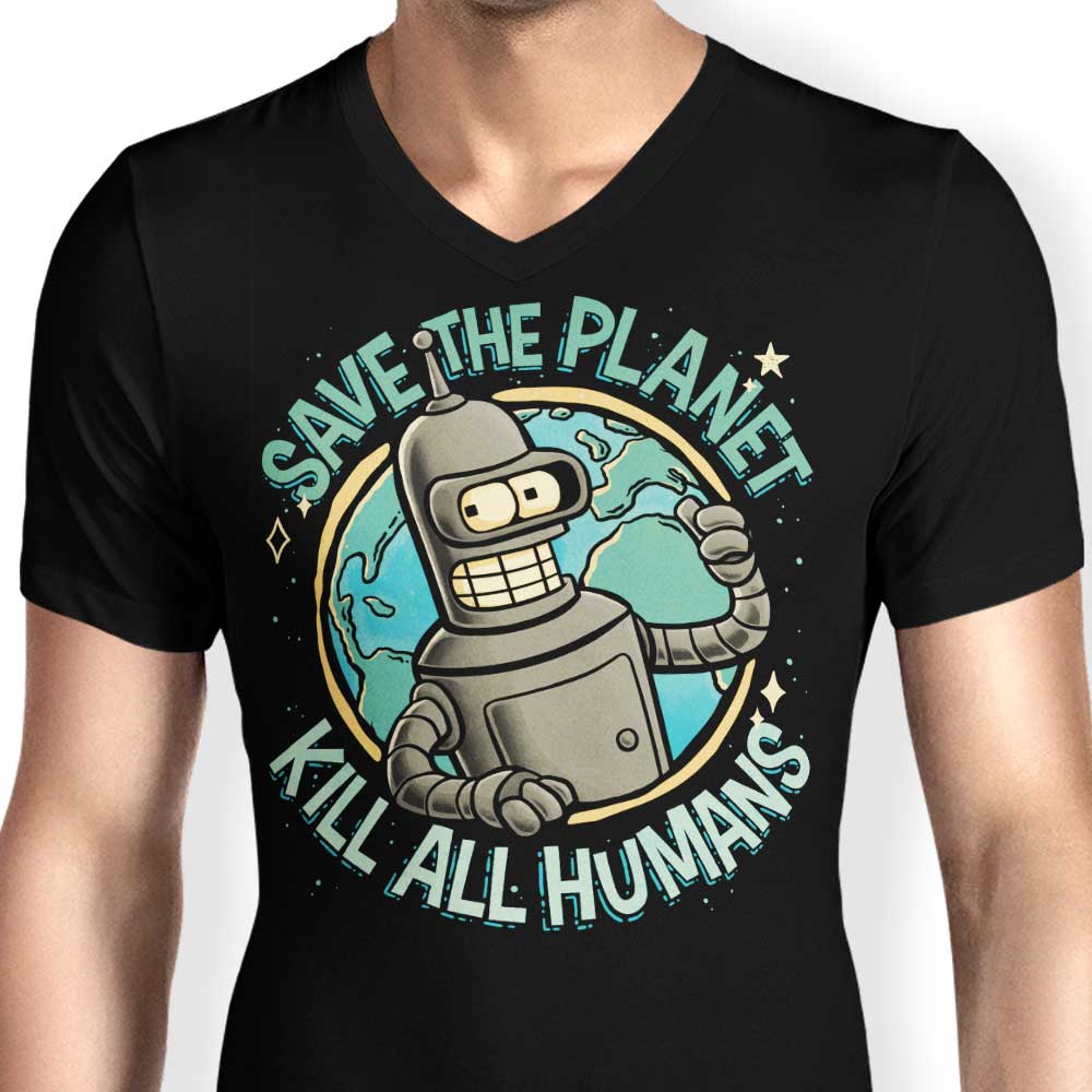 Eco - Friendly Men's V - Neck Tee for Planet Saving