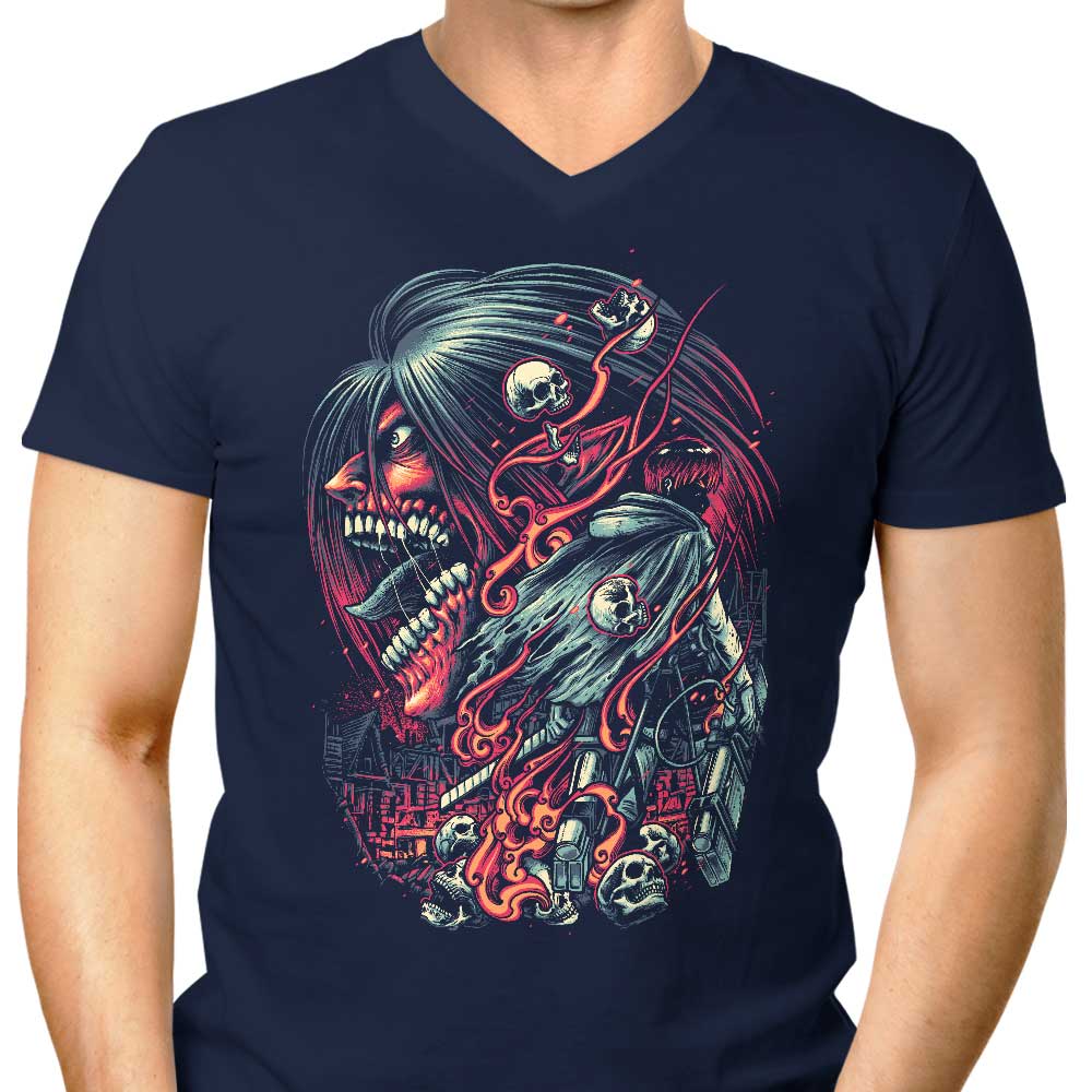 Men's V-Neck T-Shirt - Break Through the Walls