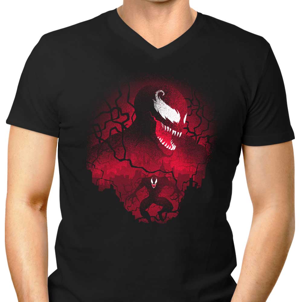 Men's Stylish Red Symbiote V-Neck T-Shirt