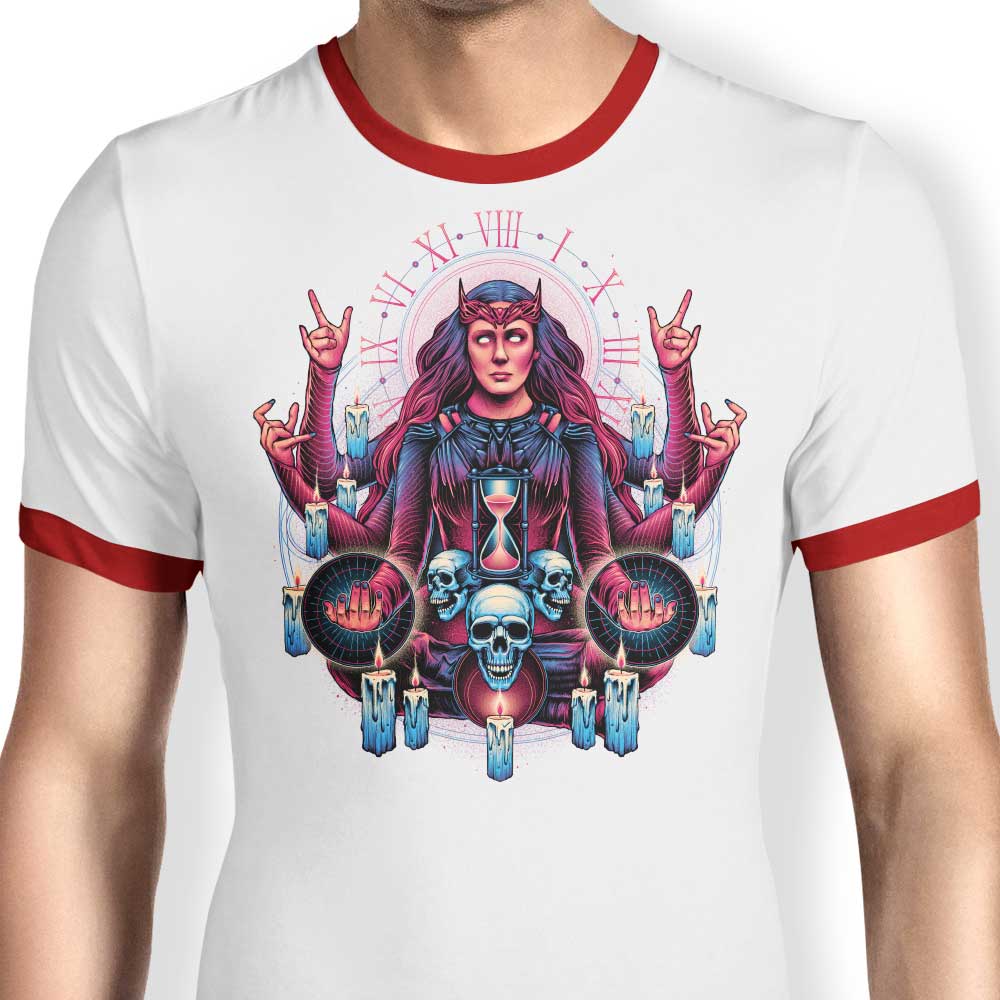 Chaotic Witchcraft-themed Men's Ringer Style T-Shirt
