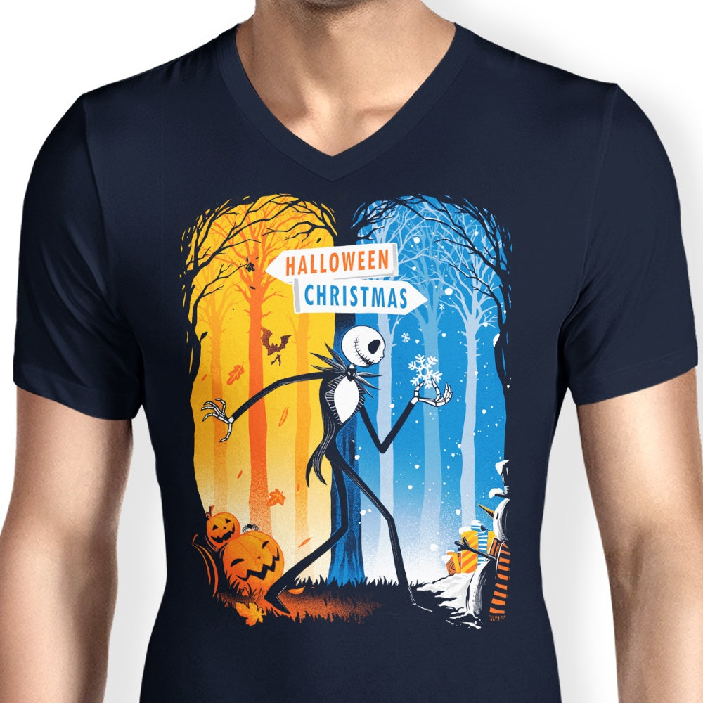 Alemaglia Men's Stylish V-Neck T-Shirt - Two Worlds Design