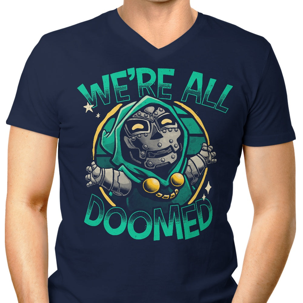 Men's V-Neck T-Shirt with the 'We're All Doomed' Slogan