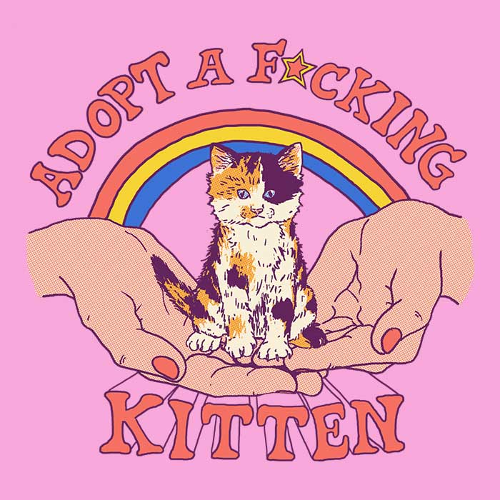 Stylish Men's Adopt a Kitten Ringer T - Shirt in S to 4XL Sizes