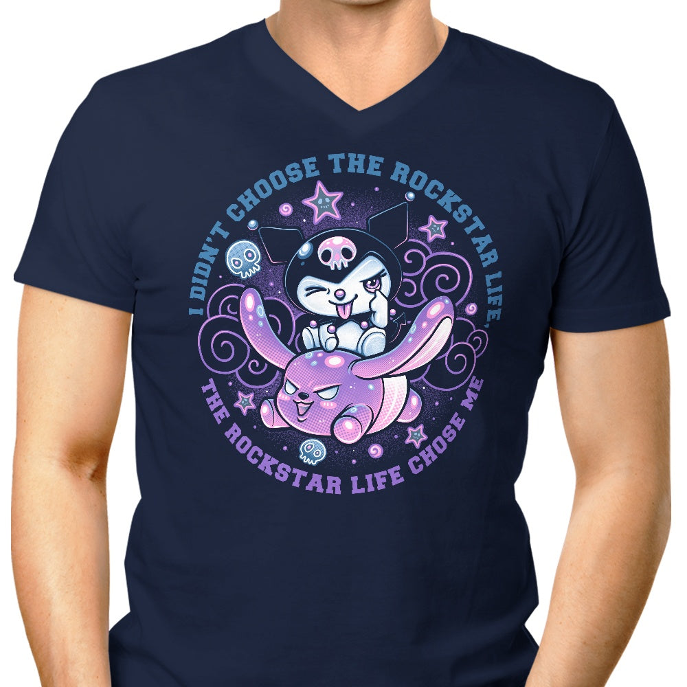 Stylish and Adorable Rockstar-themed Men's V-Neck T-shirt