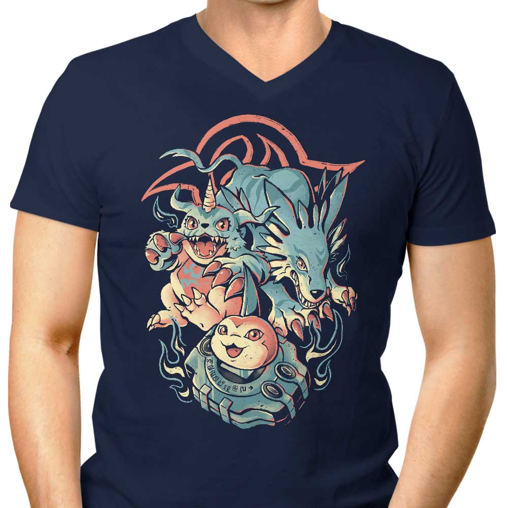 Men's Stylish Digital Wolf Evolution V-Neck T-Shirt