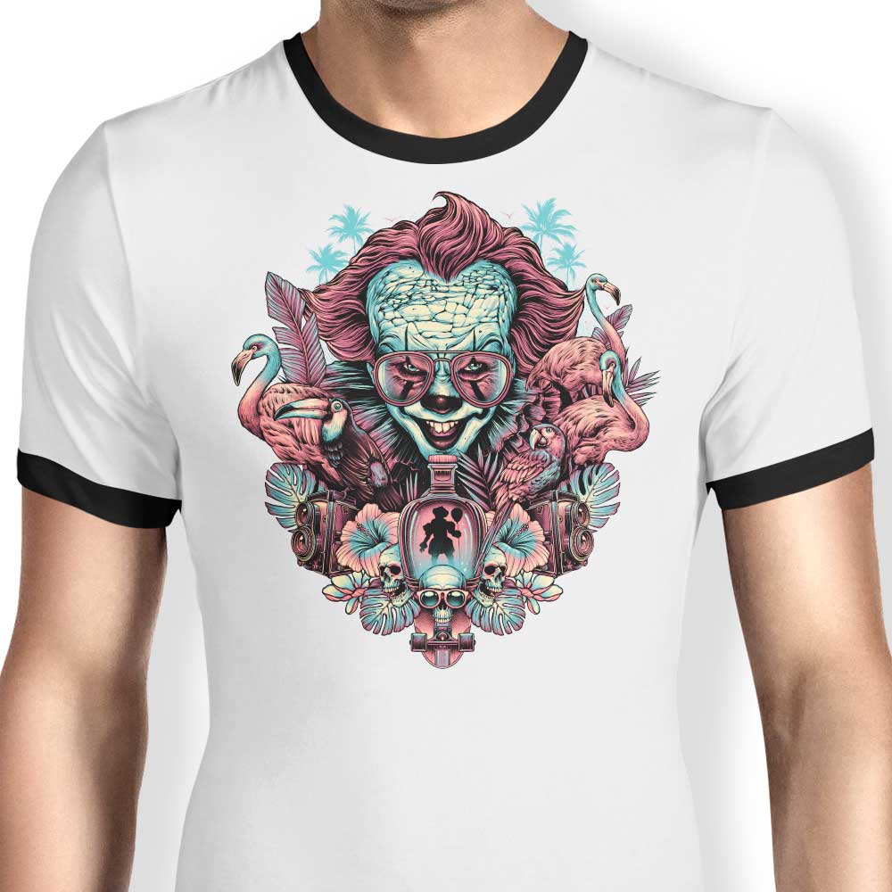 Glitchygorilla Men's Tropical Clown Style Ringer T - Shirt in S to 4XL Sizes