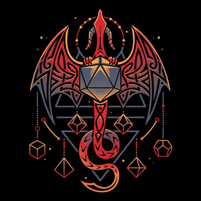 Men's Stylish V-Neck Celtic Dragon Dice T-Shirt