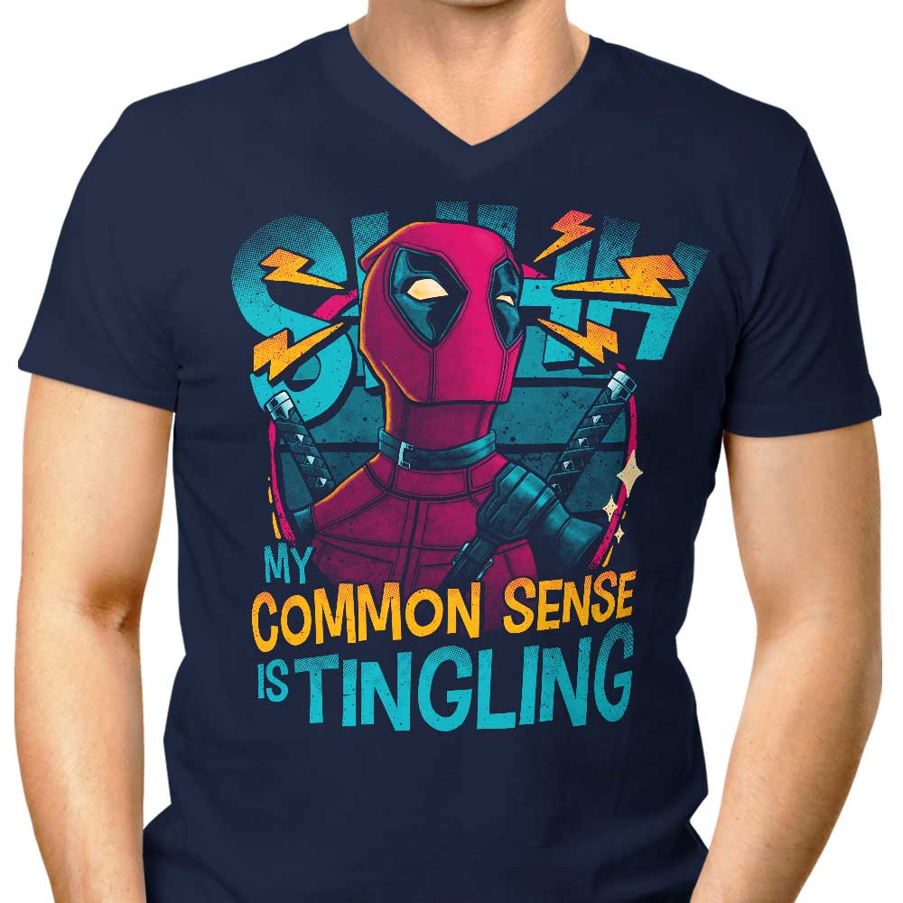 Men's V-Neck T-Shirt with the Concept of Common Sense