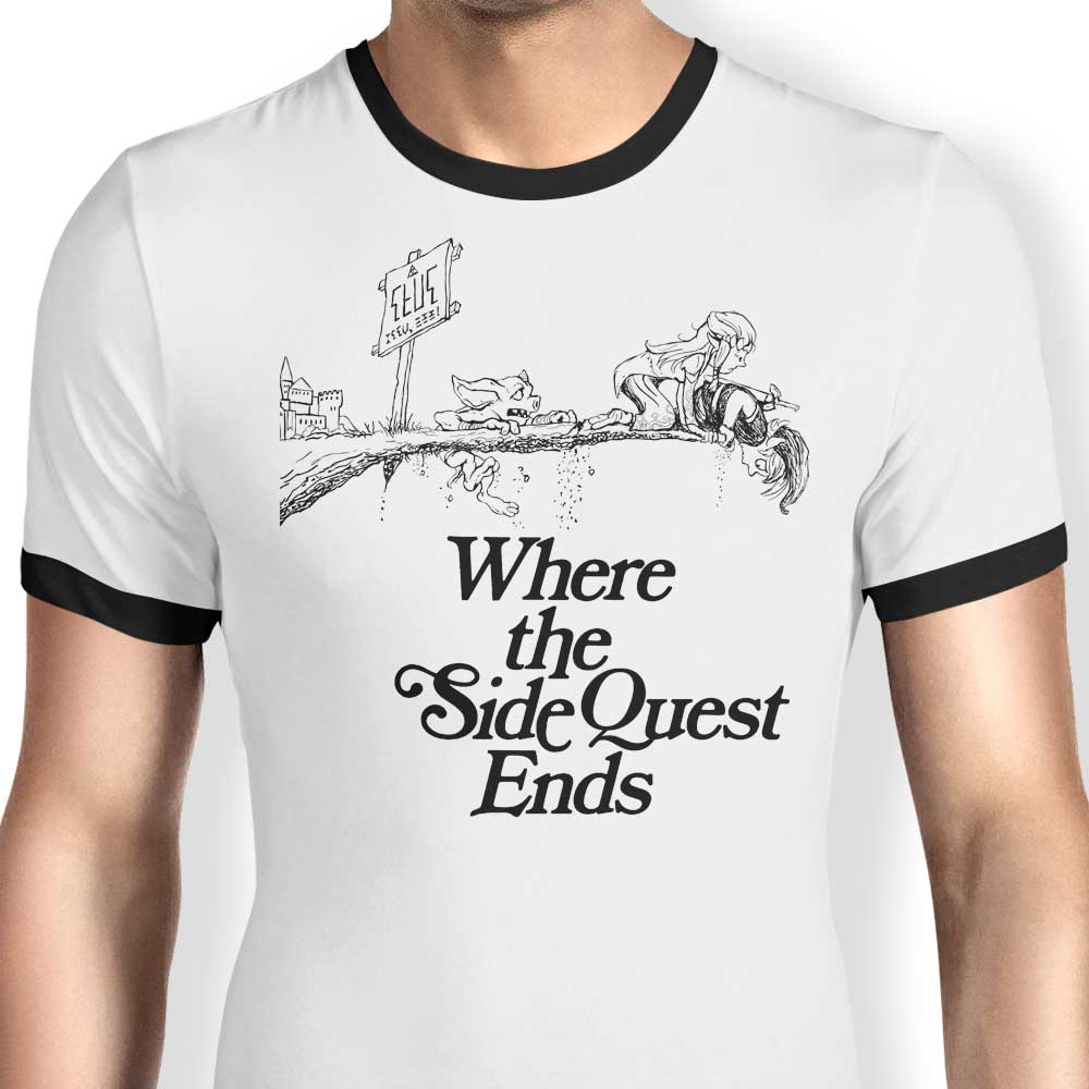 DJKopet's 'Where the Side Quest Ends' Men's Ringer T - Shirt in S to 4XL Sizes