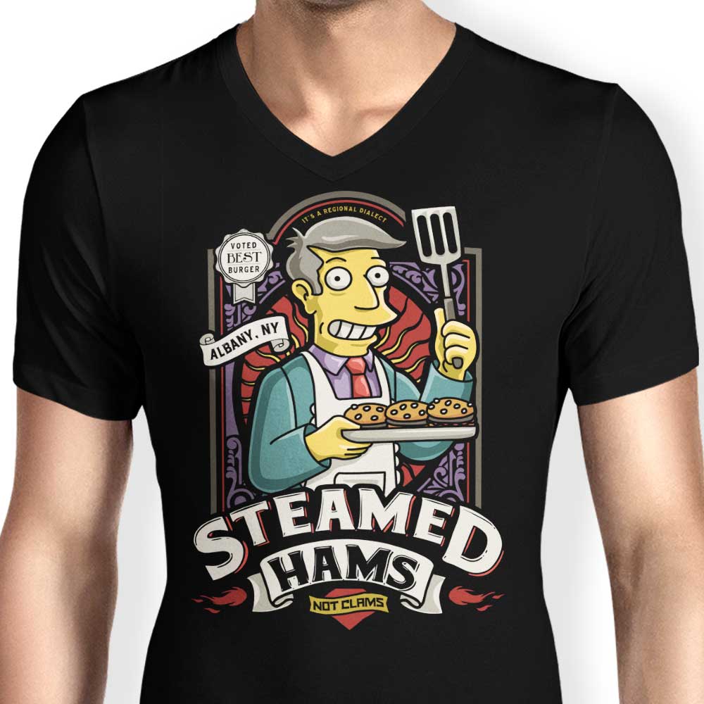 Men's Stylish V-Neck Steamed Hams T-Shirts
