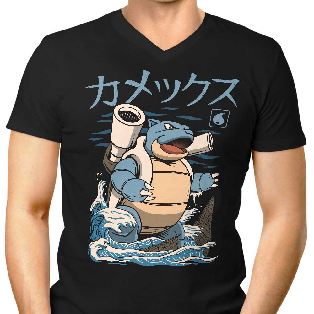 Men's V-Neck Water Kaiju Graphic T-Shirt