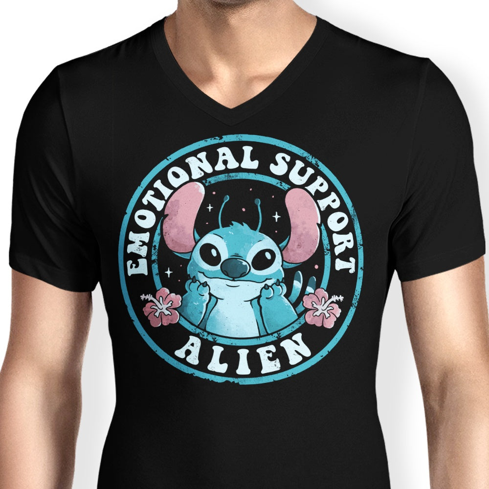 Men's Comfortable V-Neck Emotional Support Alien T-Shirt