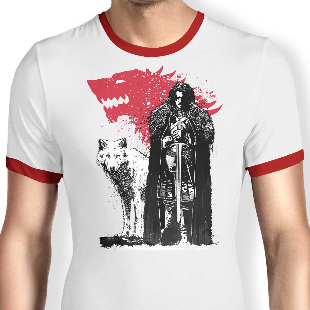 Stylish Men's 'The King and the Wolf' Ringer T - Shirt in S to 4XL Sizes