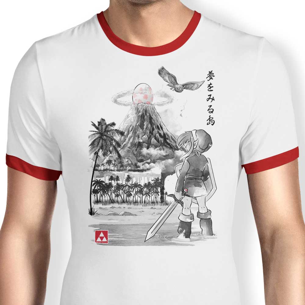 Dr. Monekers' Hero's Awakening Sumi-e Men's Cotton Ringer T-Shirt