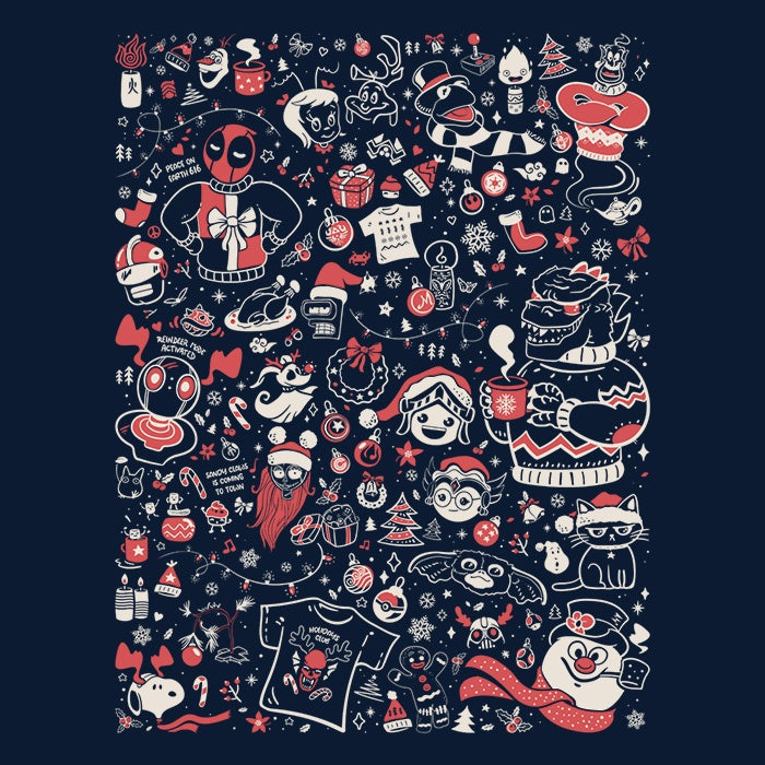 Men's V-Neck OUAT Doodles T-Shirts for December 2024