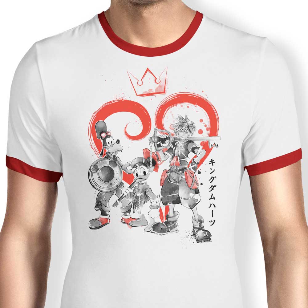 Kingdom Sumi-e Style Ringer T-Shirt for Fashion Enthusiasts