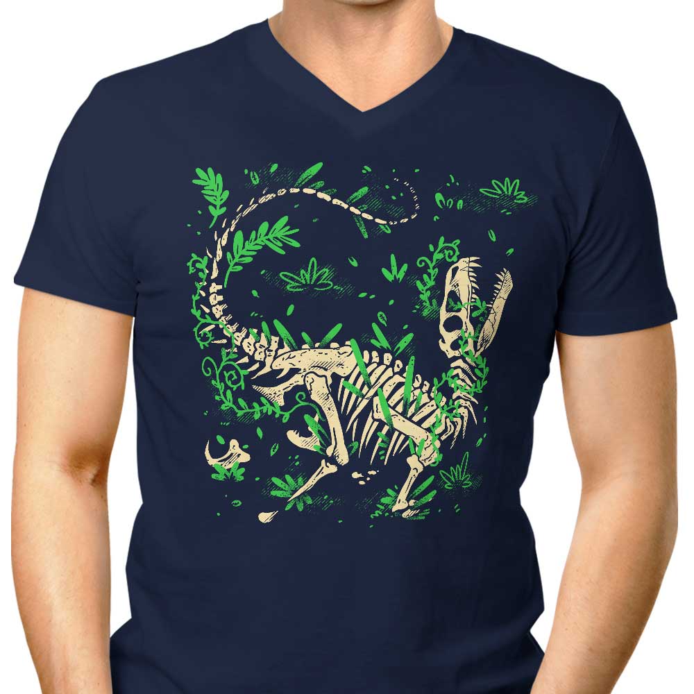 Men's V-Neck T-Shirts Featuring Raptor Fossils by Fitas Artwork