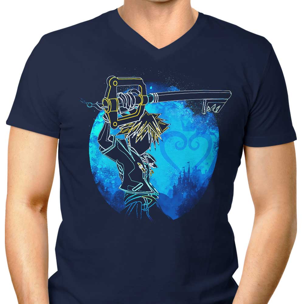 Men's V-Neck T-Shirt with Keyblade Orb Design