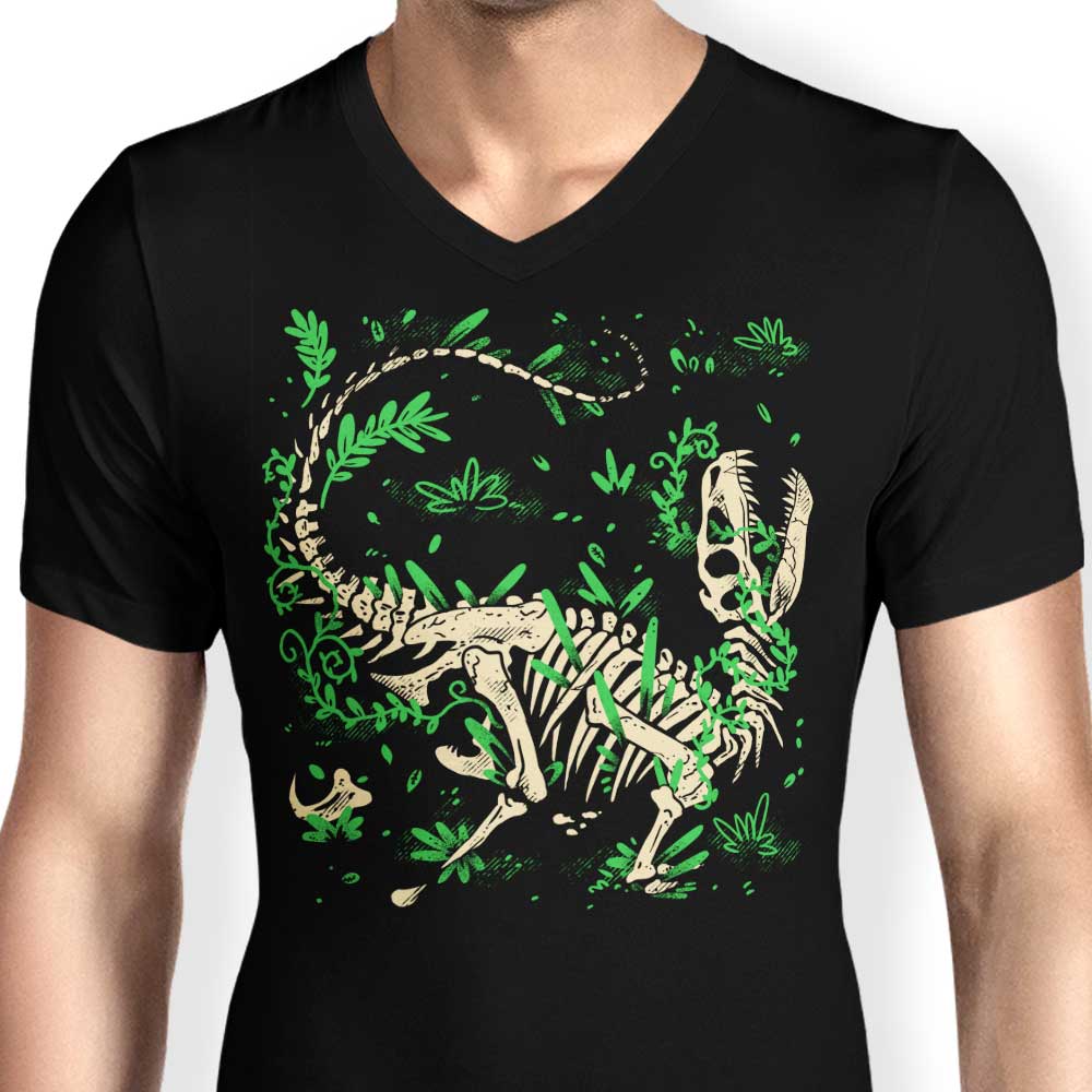 Men's V-Neck T-Shirts Featuring Raptor Fossils by Fitas Artwork