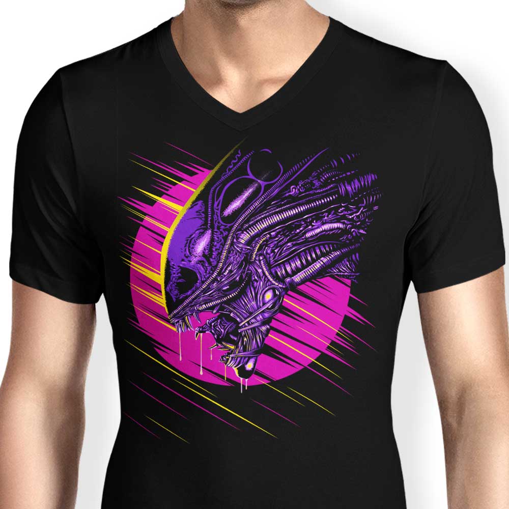 Men's Psychedelic Alien-themed V-Neck T-shirt