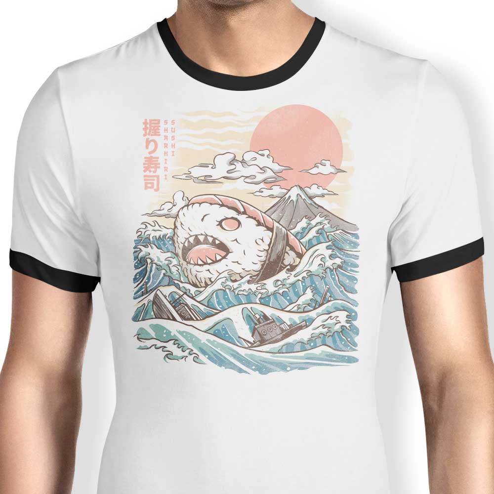 Ilustrata's Sharkiri Sushi Men's Ringer Style Cotton T - Shirt