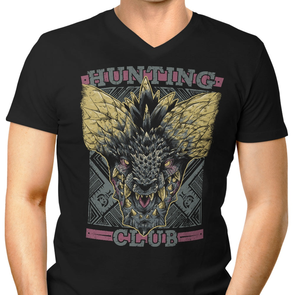Men's Stylish V-Neck Hunting Club T-Shirt Inspired by Nergigante