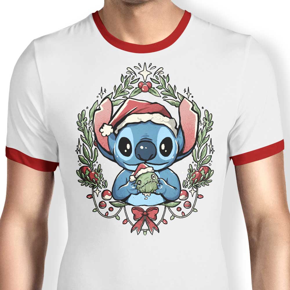 Edu.ely's Experimental Christmas-themed Men's Ringer T-Shirt for a Festive Look