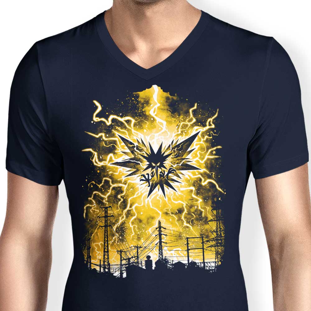 Men's V-Neck with a Lightning Storm Design