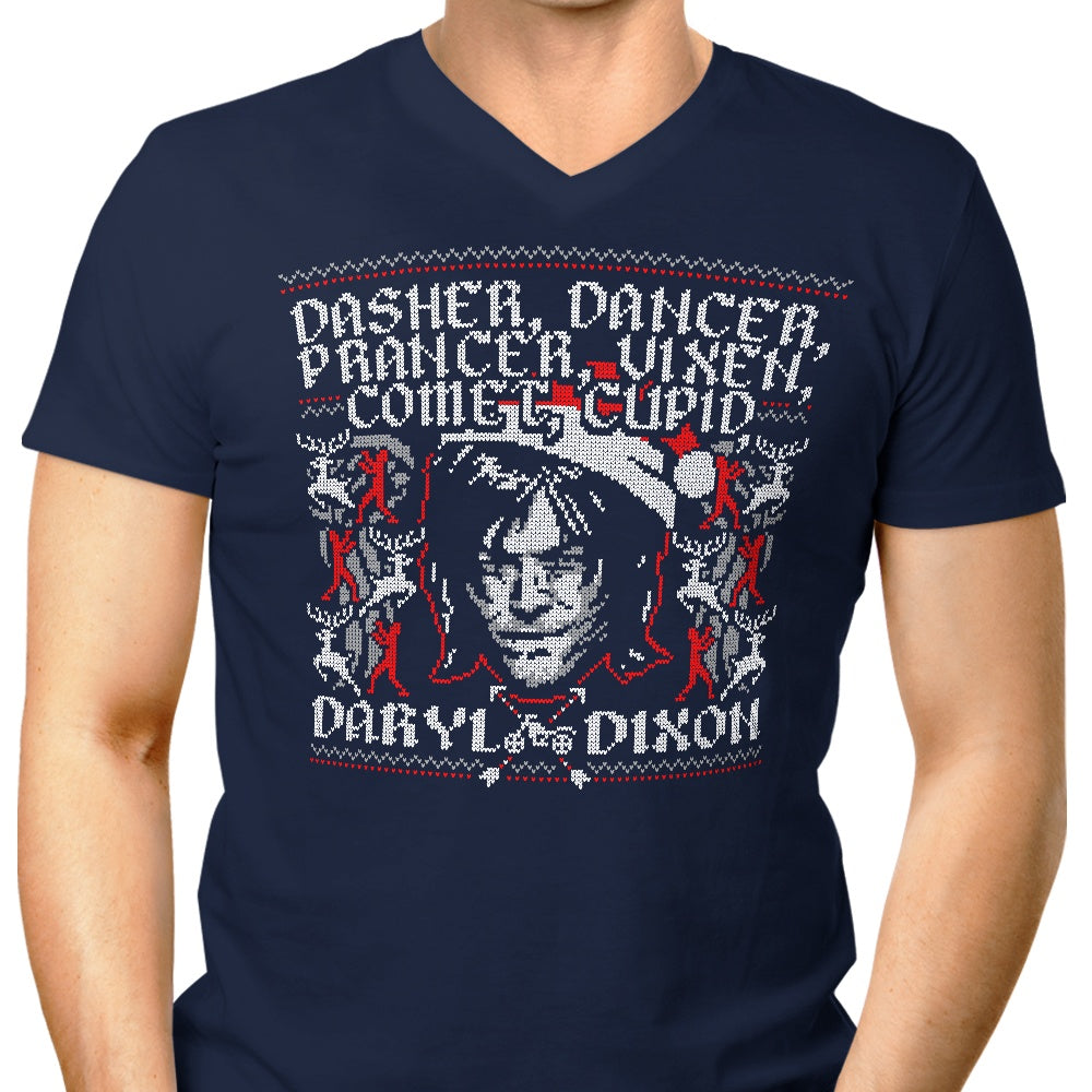 Stylish Men's V-Neck by Ryan Astle: Dasher, Dancer and Dixon
