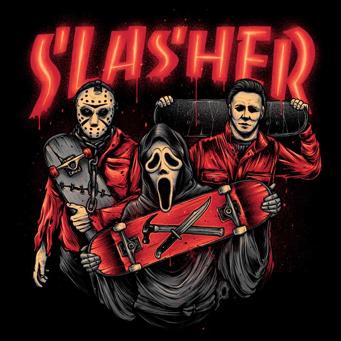 Glitchygorilla's Slasher Club Men's Ringer T-Shirt in S - 4XL Sizes