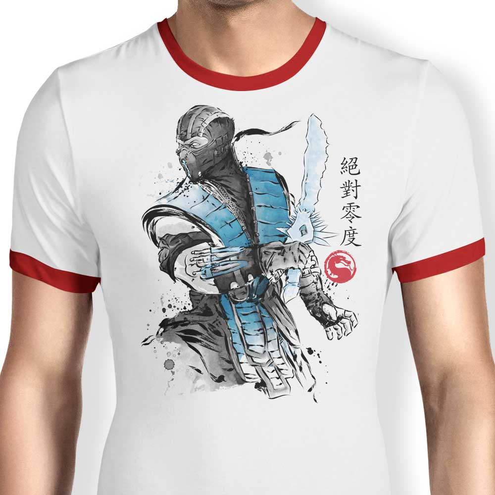 Cool Ice Warrior Sumi-e Ringer Style T-Shirt