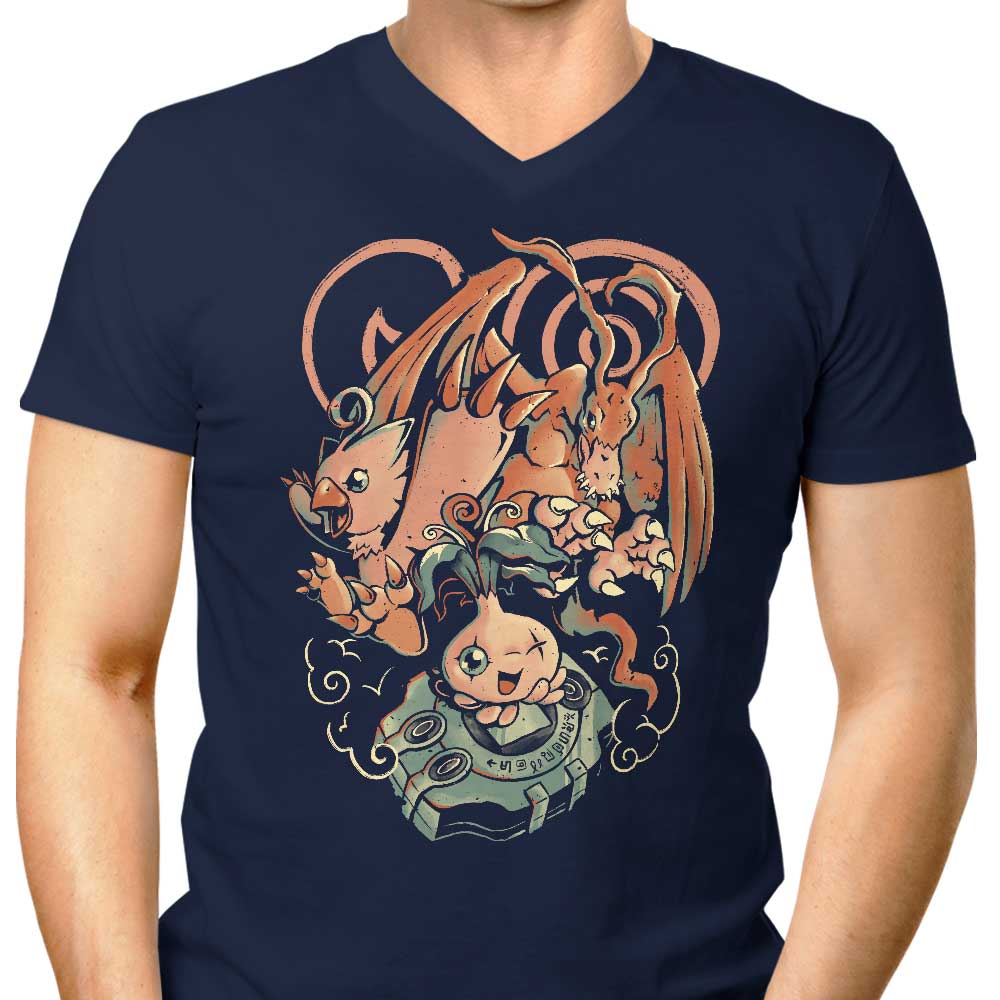Men's Stylish V-Neck Digital Bird Evolution T-Shirt