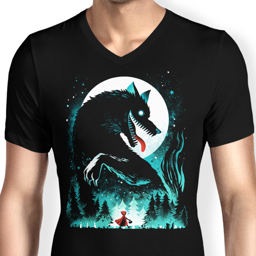 Men's V-Neck Fairy Story Wolf T-Shirt
