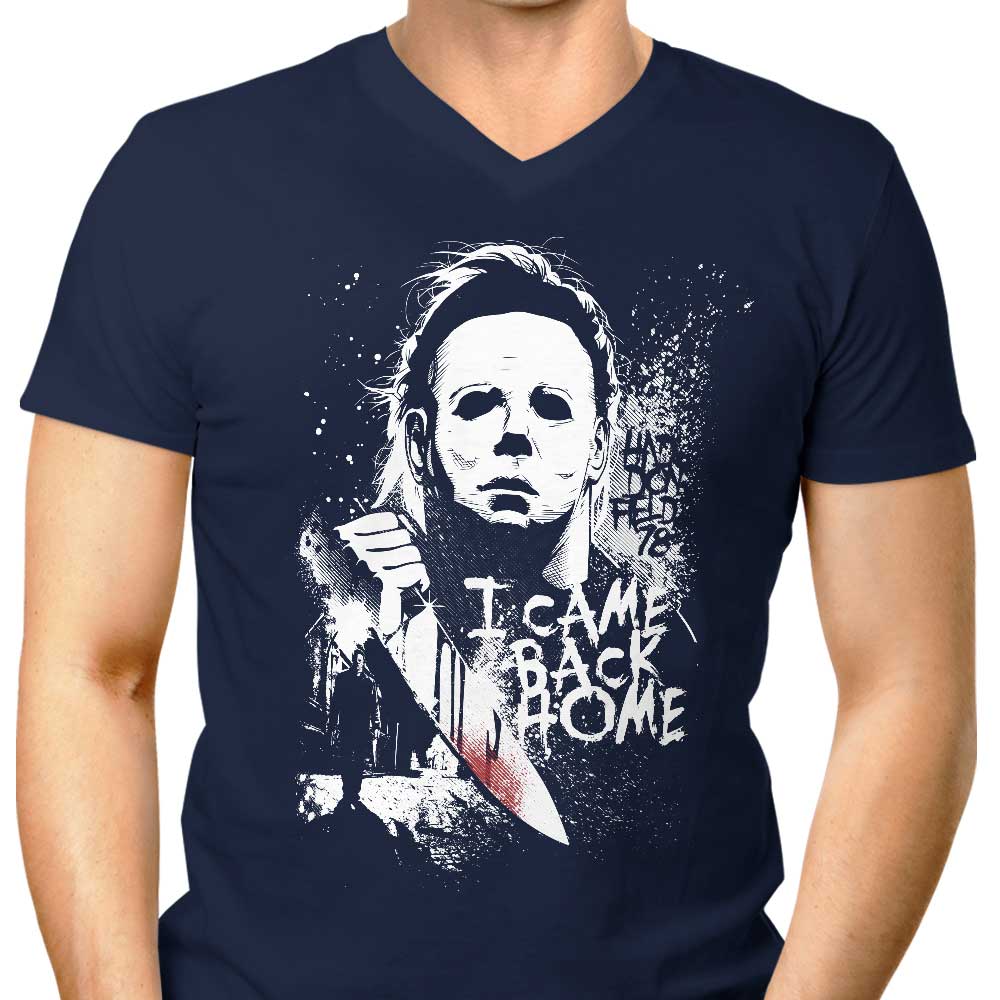 Men's Stylish V-Neck T-Shirt with the 'I Came Back Home' Design
