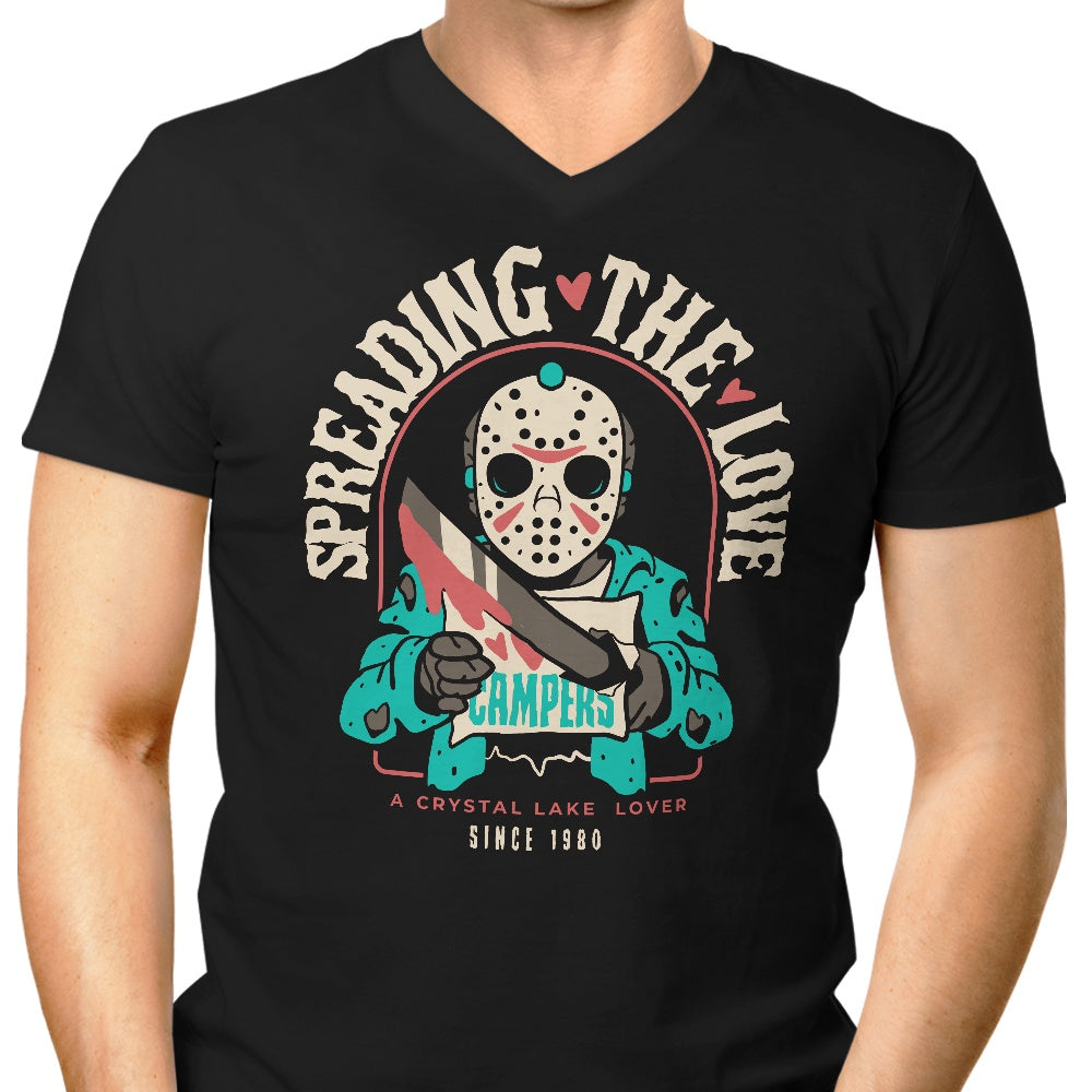 Sketchdemao Men's V-Neck Crystal Lake Lover T-Shirt