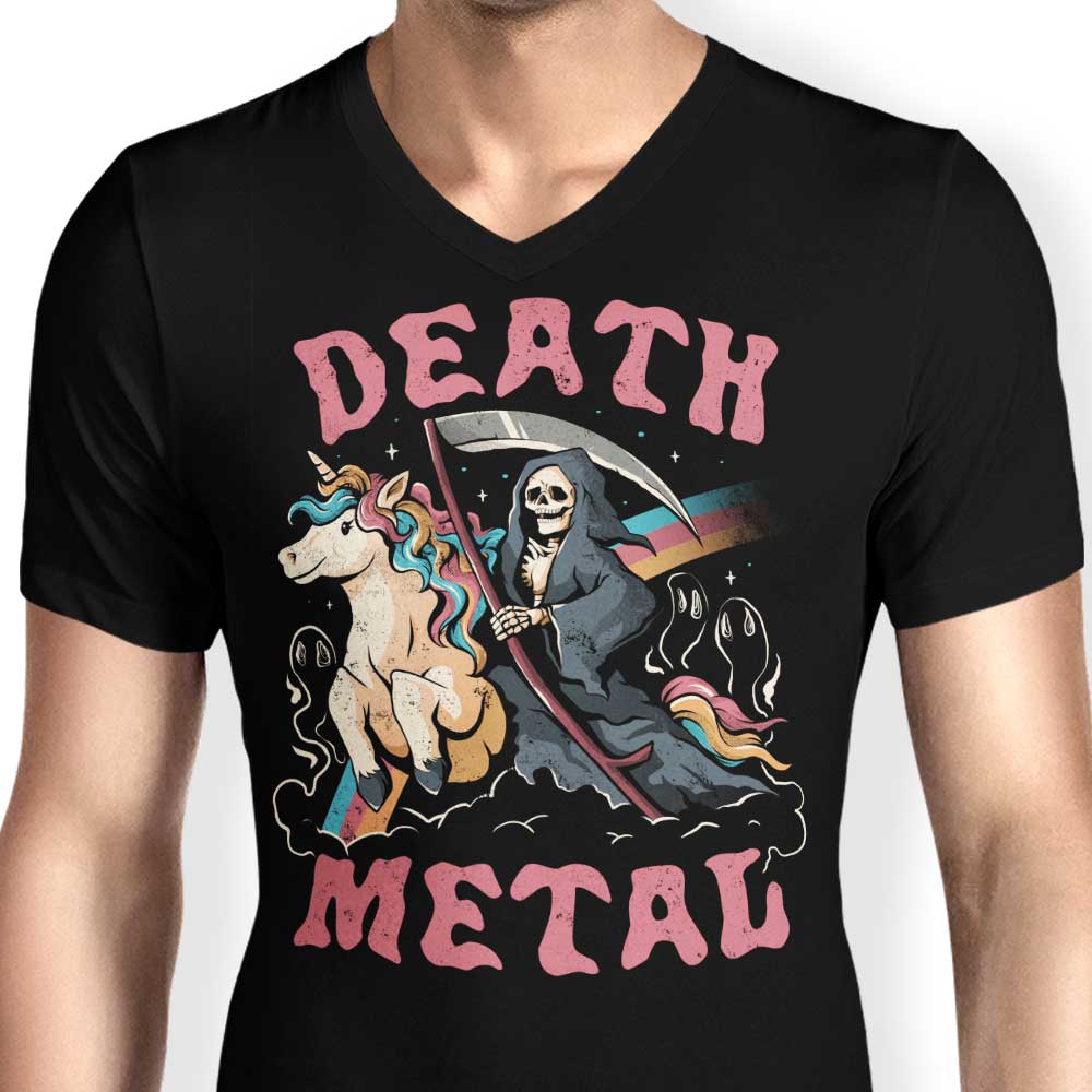 Men's Stylish V-Neck T-Shirt Inspired by Death Metal