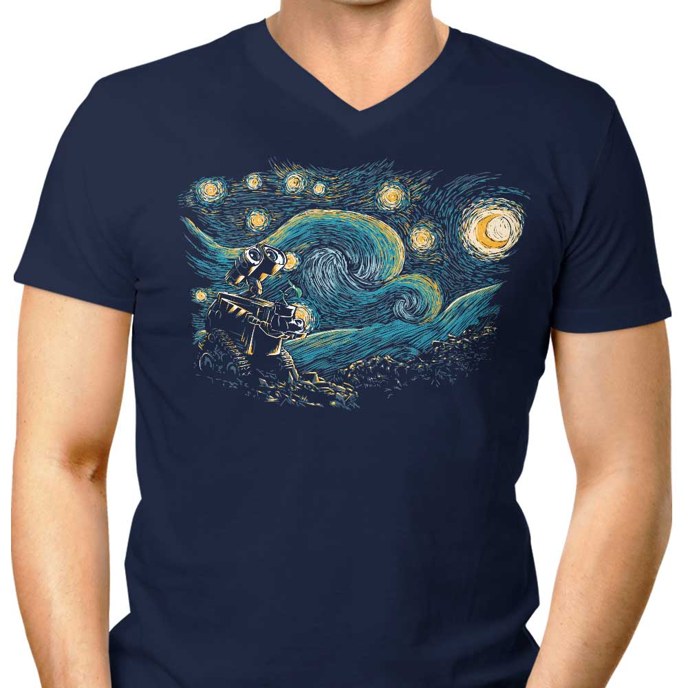 Men's Stylish V-Neck Starry Robot T-Shirt
