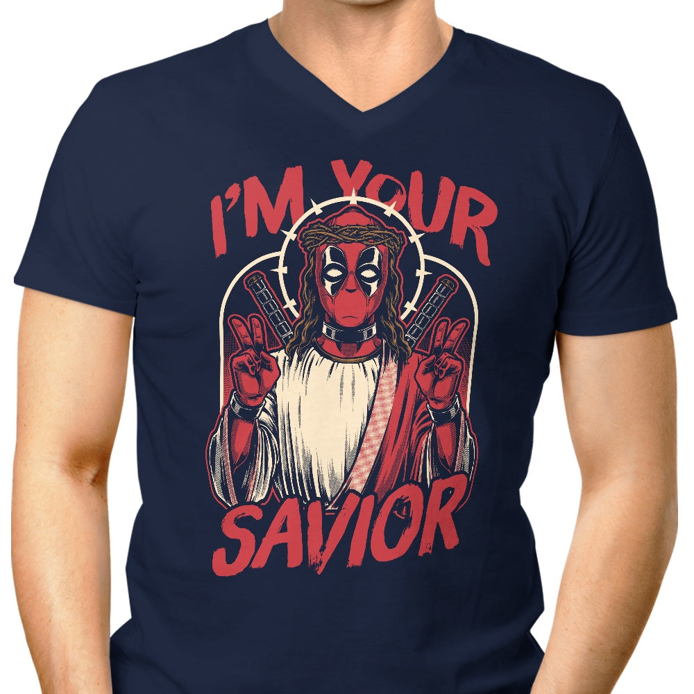 Men's V-Neck T-Shirt - 'I'm Your Savior'