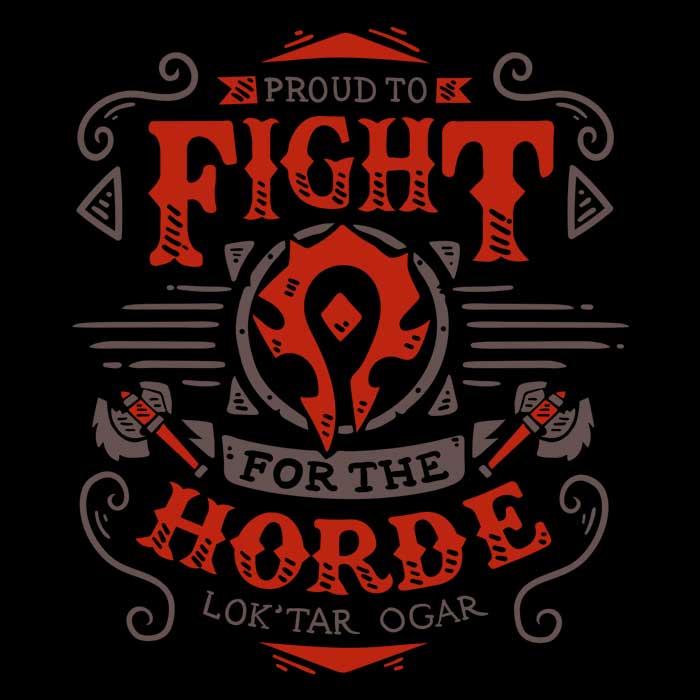 Typhoonic Art Men's 'Fight for the Horde' Apparel in Various Sizes