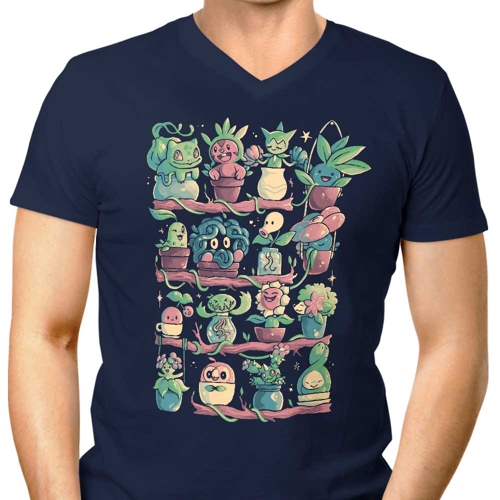 Stylish Men's V-Neck Grass Shelf T-Shirt