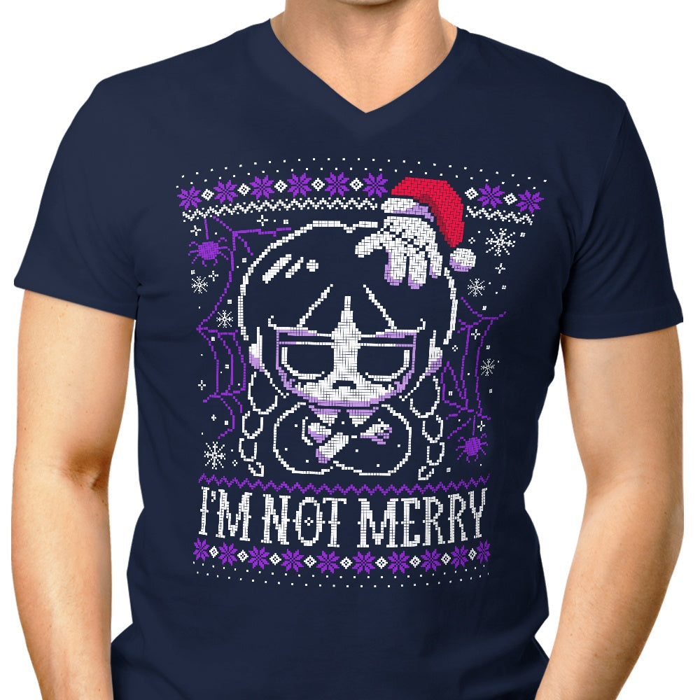 Men's Stylish V-Neck T-Shirt with 'I'm Not Merry' Print
