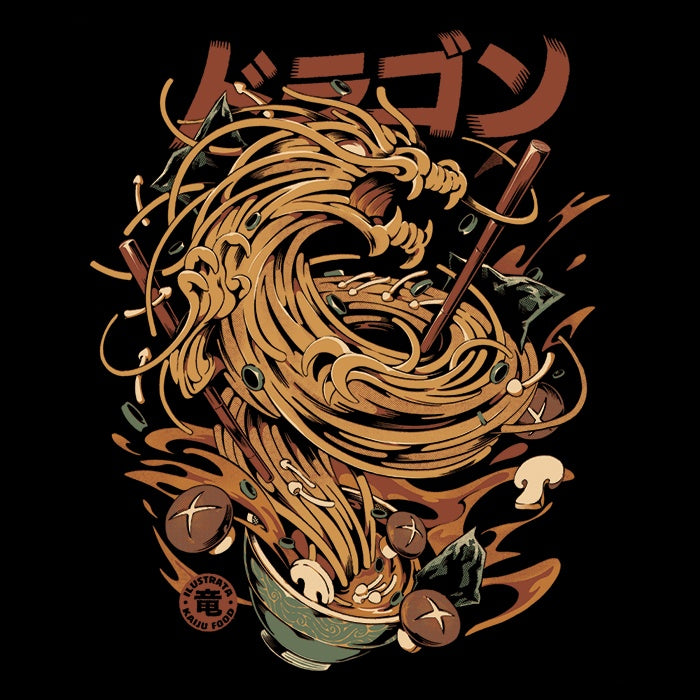 Stylish Noodle Dragon Ringer Design T-Shirt