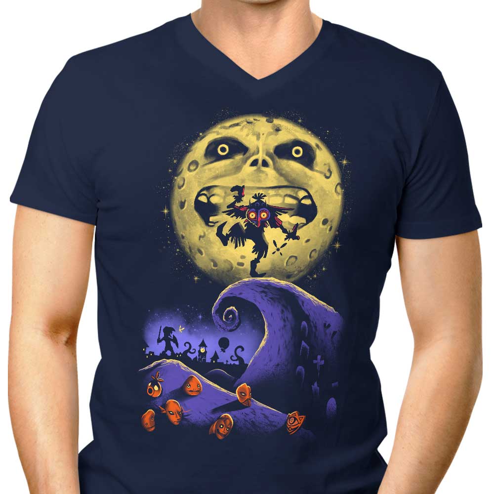 XENOS Men's Stylish V-Neck 'Nightmare Before Termina' T-Shirt