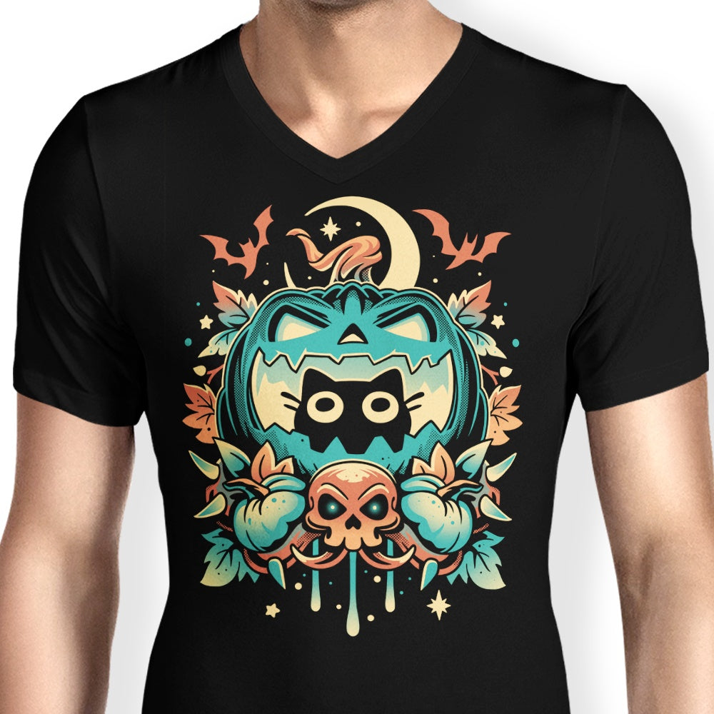 Men's V-Neck: Snouleaf's Halloween Cat - Episode 11