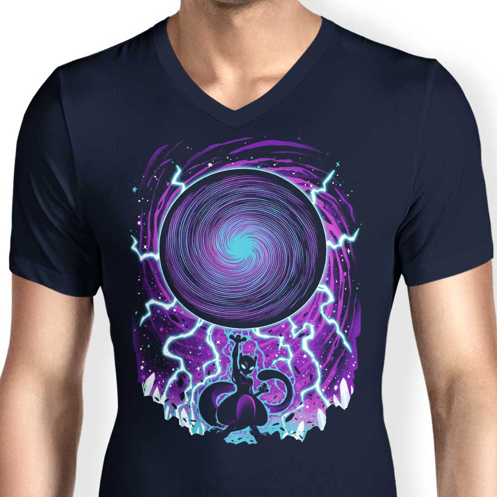 Alemaglia Men's Stylish V-Neck Big Shadow Ball T-Shirt