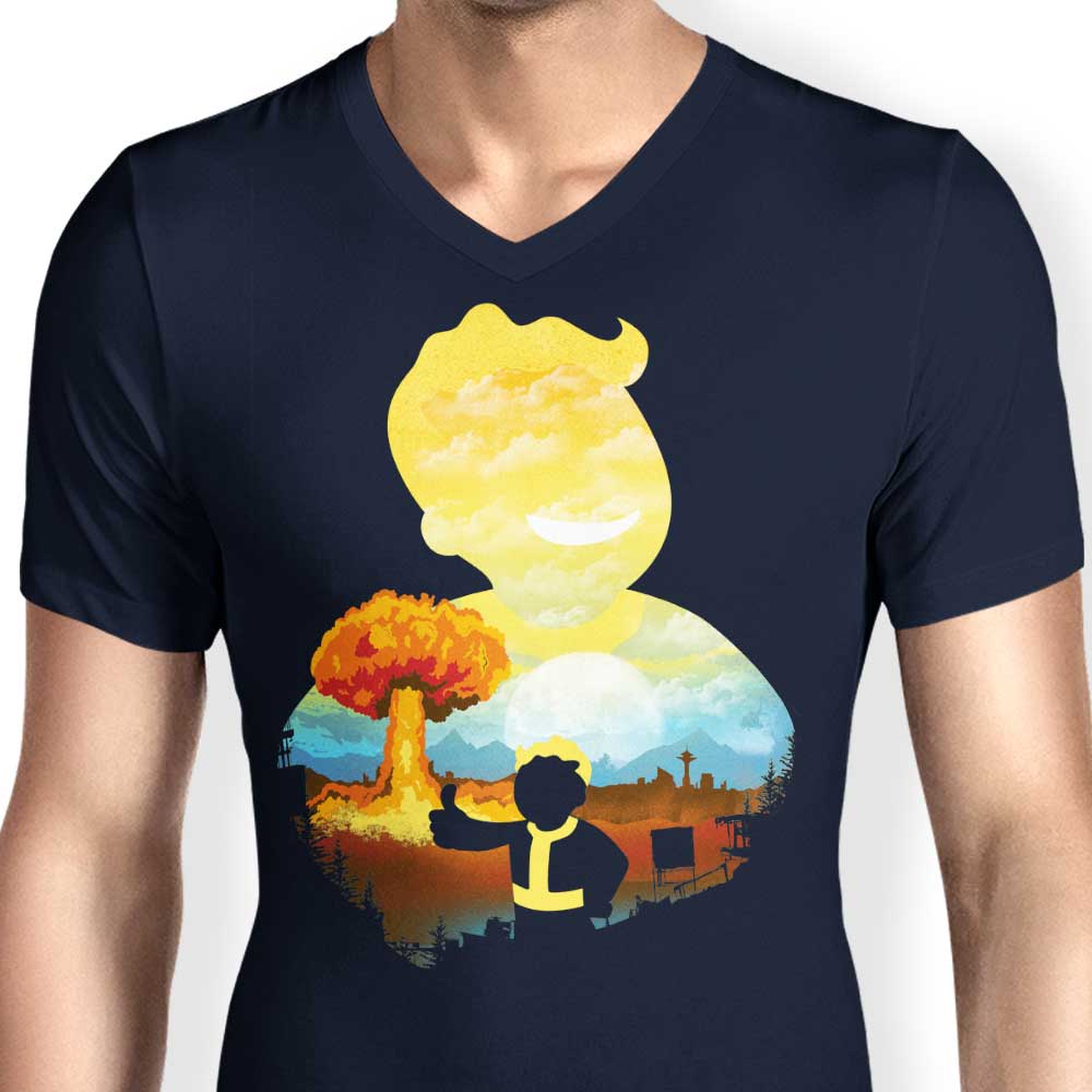 Men's Stylish V-Neck with Apocalypse Silhouette Design