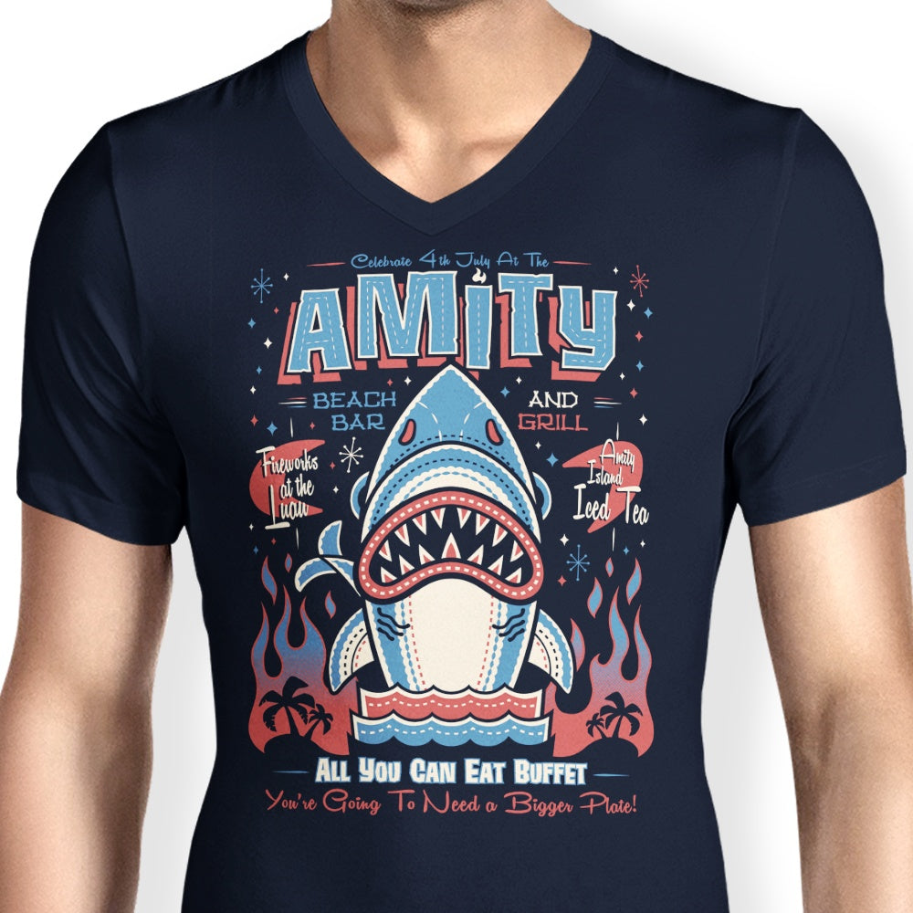 Stylish Men's V-Neck Shark Tiki Shirt by Nemons