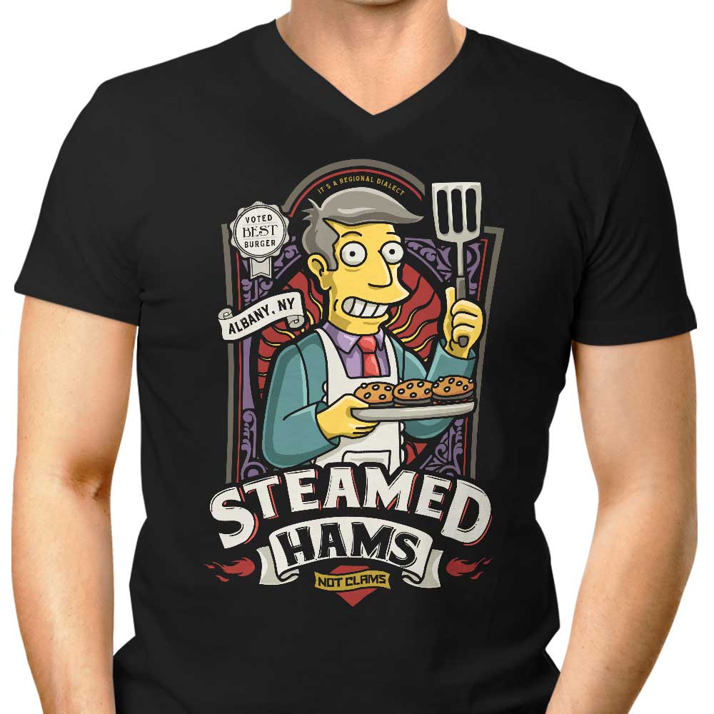 Men's Stylish V-Neck Steamed Hams T-Shirts
