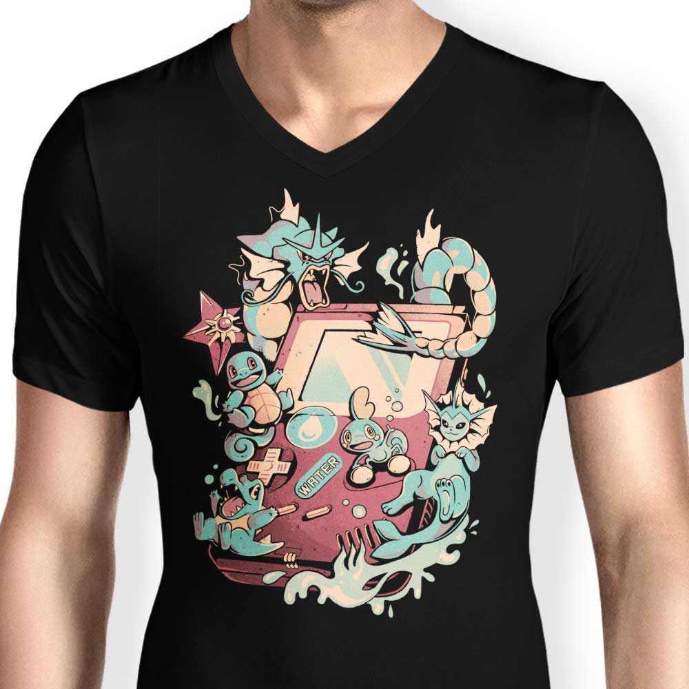 Men's V-Neck Water-themed Game T-shirt